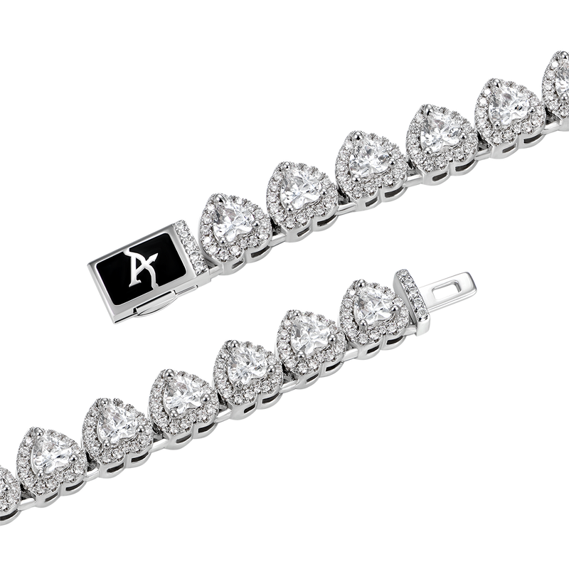 Heart Shaped Cut Moissanite Clustered Tennis Chain - 7mm - APORRO