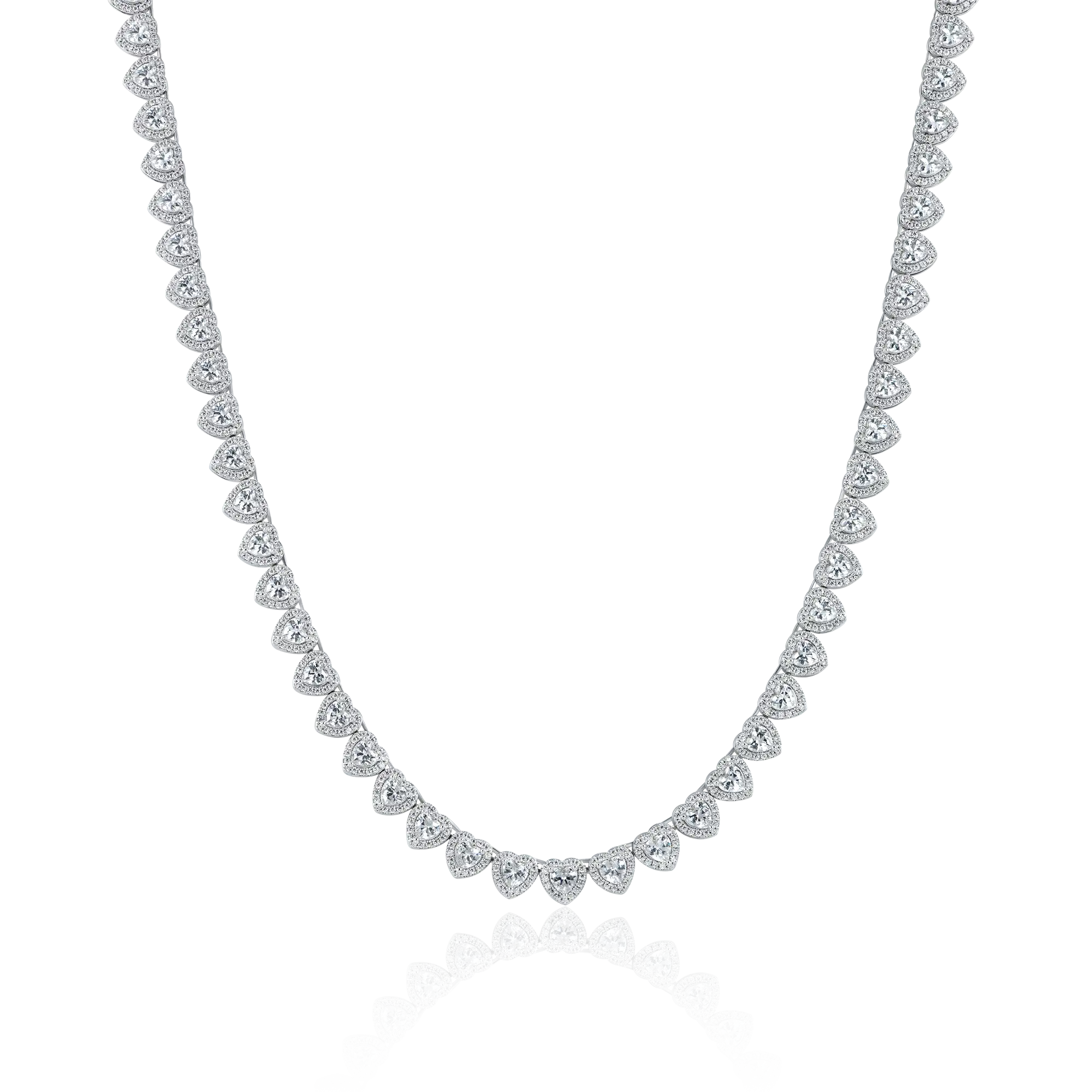 Moissanite Heart Shaped Cut Clustered Tennis Chain - 7mm