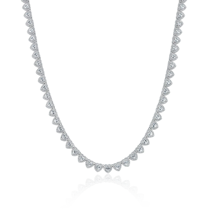 Moissanite Heart Shaped Cut Clustered Tennis Chain - 7mm