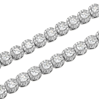 7-mm-Geschenkset mit geclusterter Tenniskette und Armband im Kissenschliff