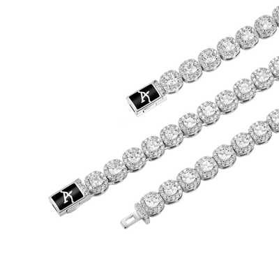 7-mm-Geschenkset mit geclusterter Tenniskette und Armband im Kissenschliff