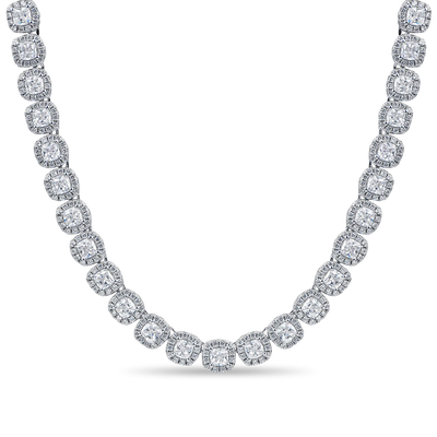 Youth Cushion-Cut Clustered Tennis Chain - 7mm