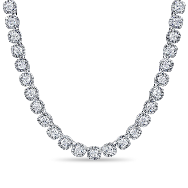 7mm Cushion-Cut Clustered Tennis Chain - APORRO HIP HOP JEWELRY - APORRO