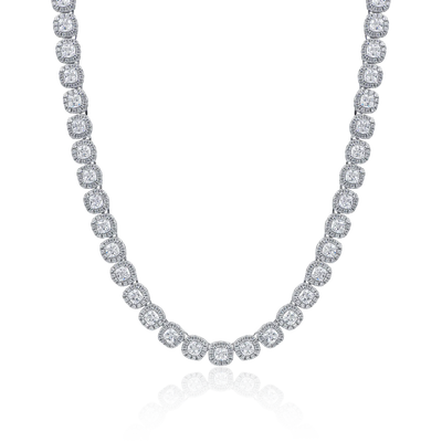 Cushion Cut Clustered Tennis Chain - 7mm