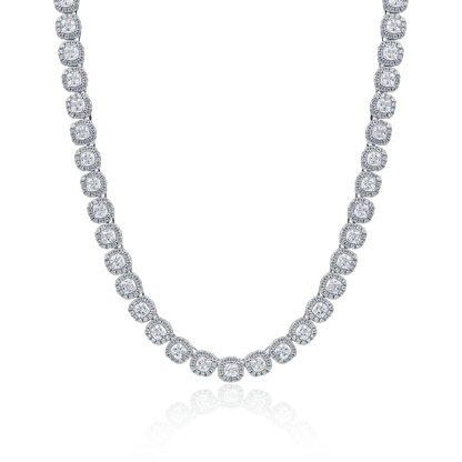 Cushion Cut Clustered Tennis Chain - 7mm