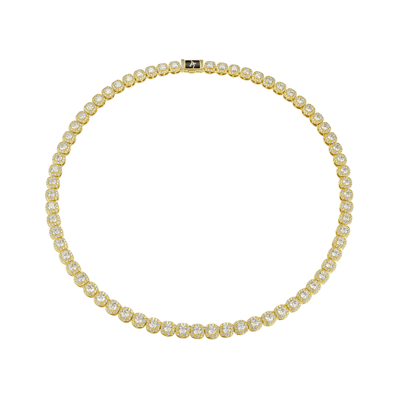 7mm Cushion-Cut Clustered Tennis Chain - APORRO HIP HOP JEWELRY - APORRO