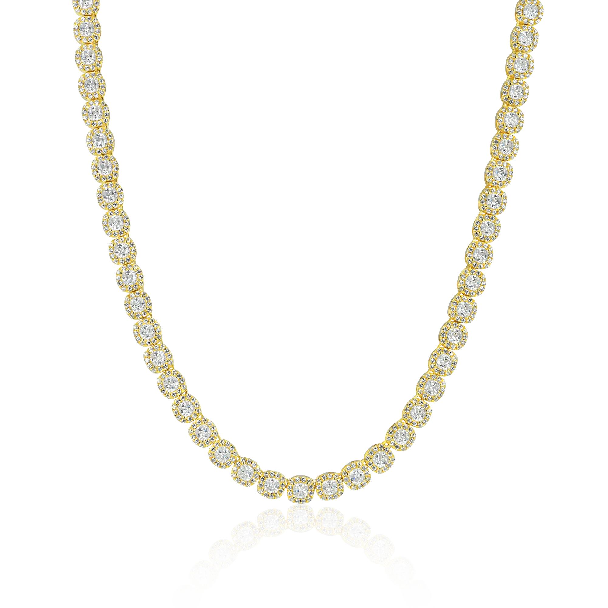 Cushion Cut Clustered Tennis Chain - 7mm
