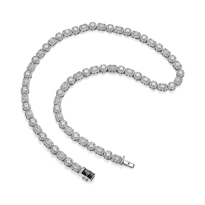 Emerald Cut Mix Clustered Tennis Chain - 7mm