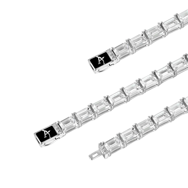 4mm Smaragdschliff Tennis Kette + Armband Bundle - APORRO