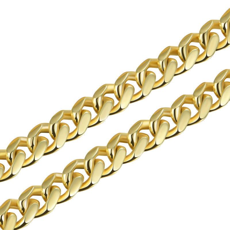 8mm Miami Micro Cuban Curb Chain - Yellow Gold - APORRO