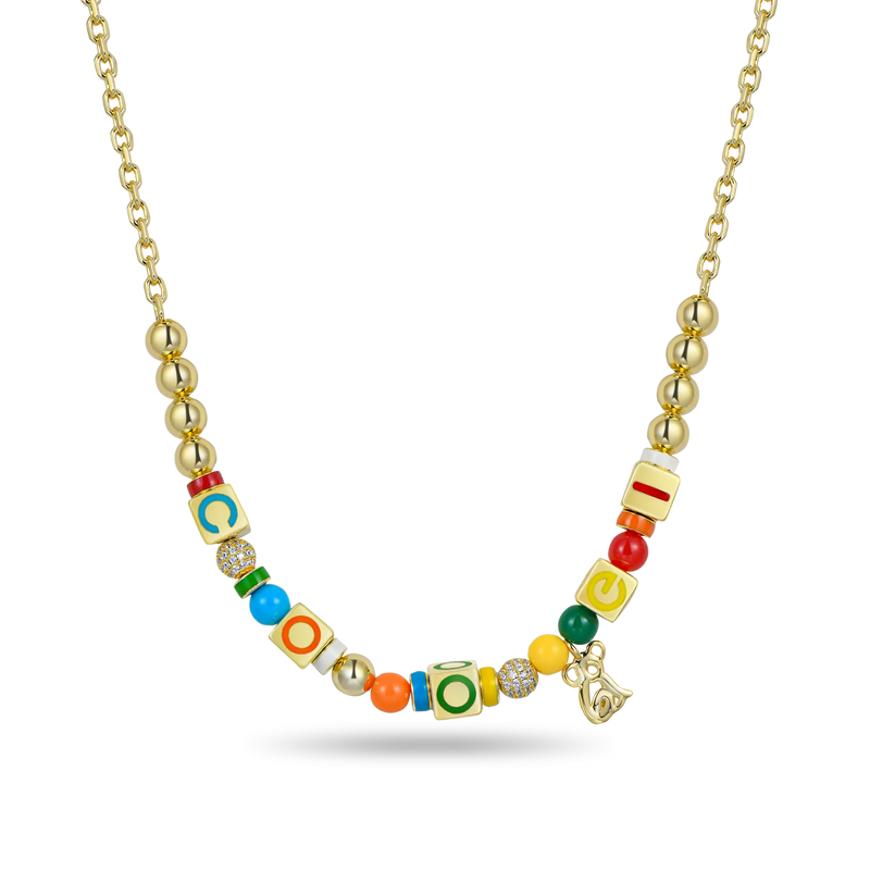 APORRO X COOGI Würfel und Perlen Emaille-Halskette - APORRO