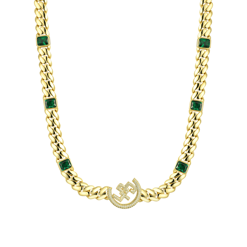 APORRO X GG 12mm Emerald Cuban Necklace - APORRO