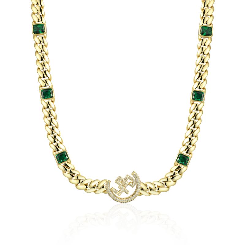 APORRO X GG 12mm Emerald Cuban Necklace