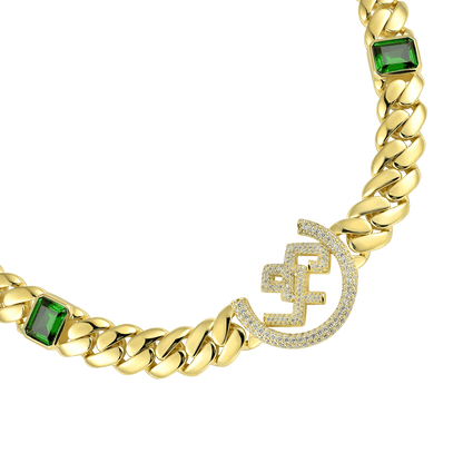 APORRO X GG Emerald Cuban Chain -12mm