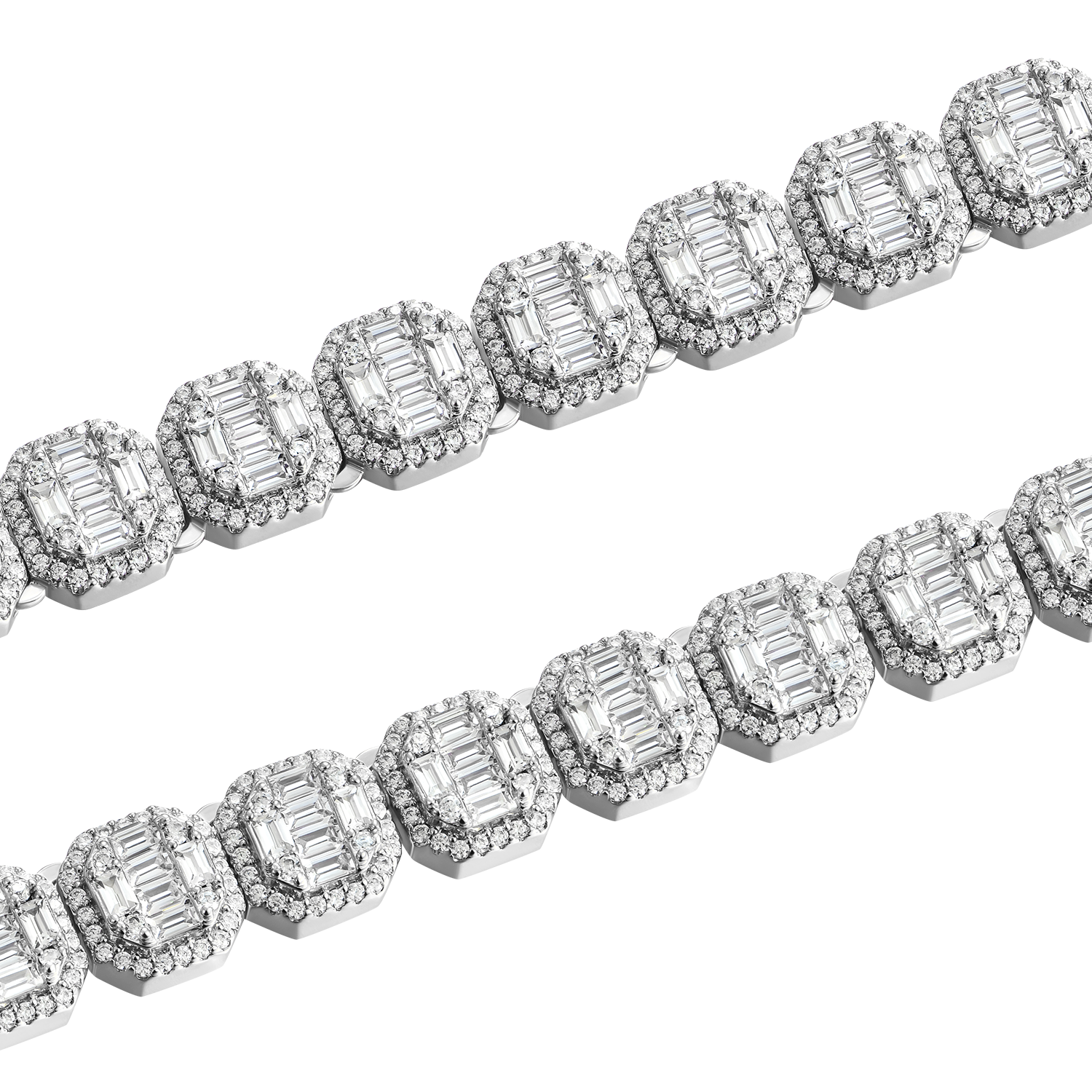 Baguette Clustered Tennis Chain - 8mm