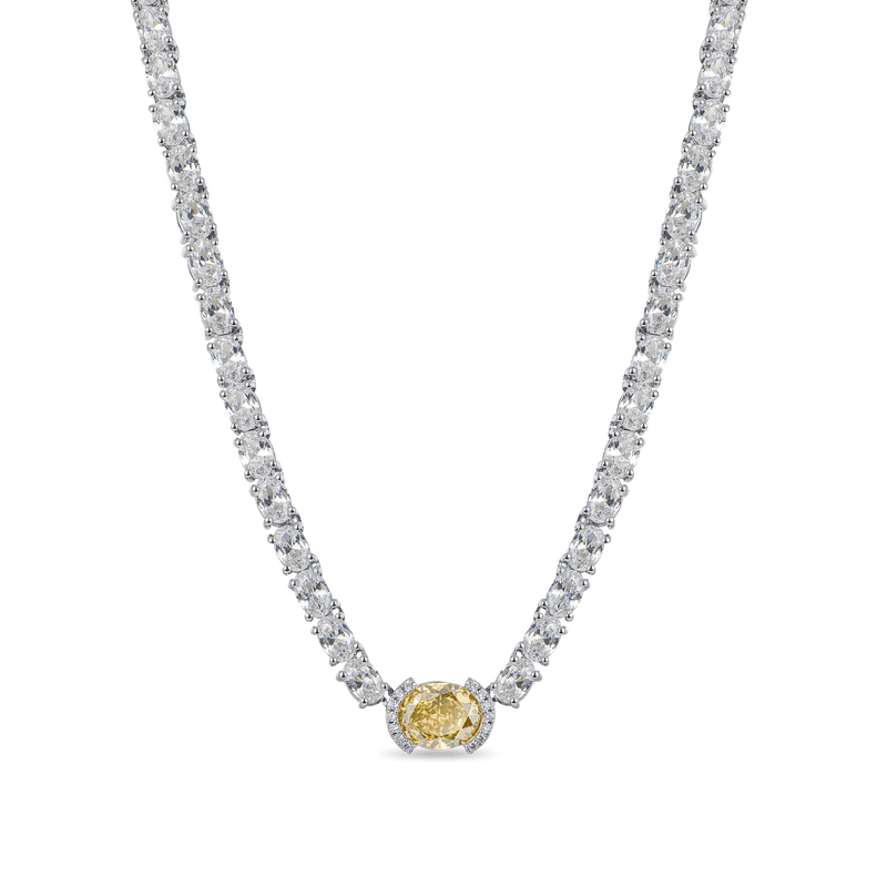 Crushed Ice Main Stone Tennis Necklace - APORRO