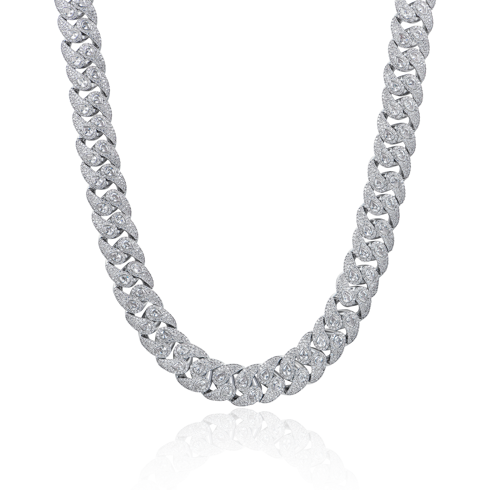 Moissanite Paisley Cuban Link Chain - 15 mm