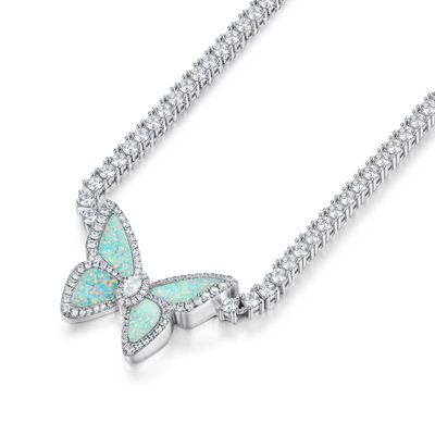 Vivid Youth Opal-Schmetterlings-Tennis-Halskette – 3 mm