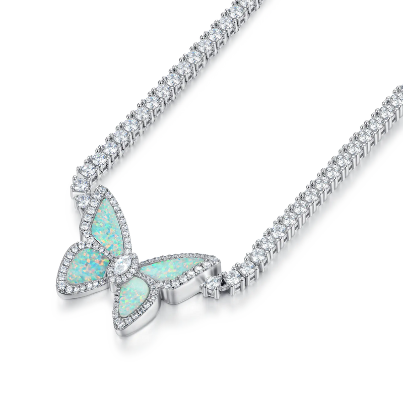 Opal-Schmetterlings-Tennis-Halskette – 3 mm - APORRO