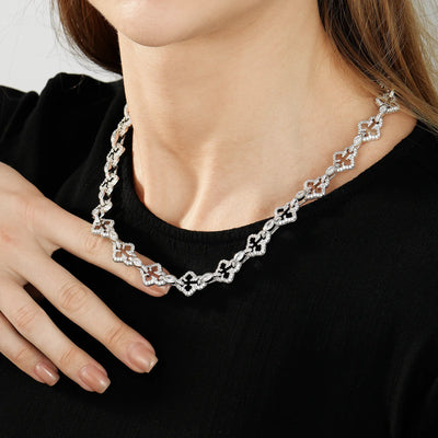 Moissanite Marquise Cut Mix Bottoni Cross Link Chain - 12mm