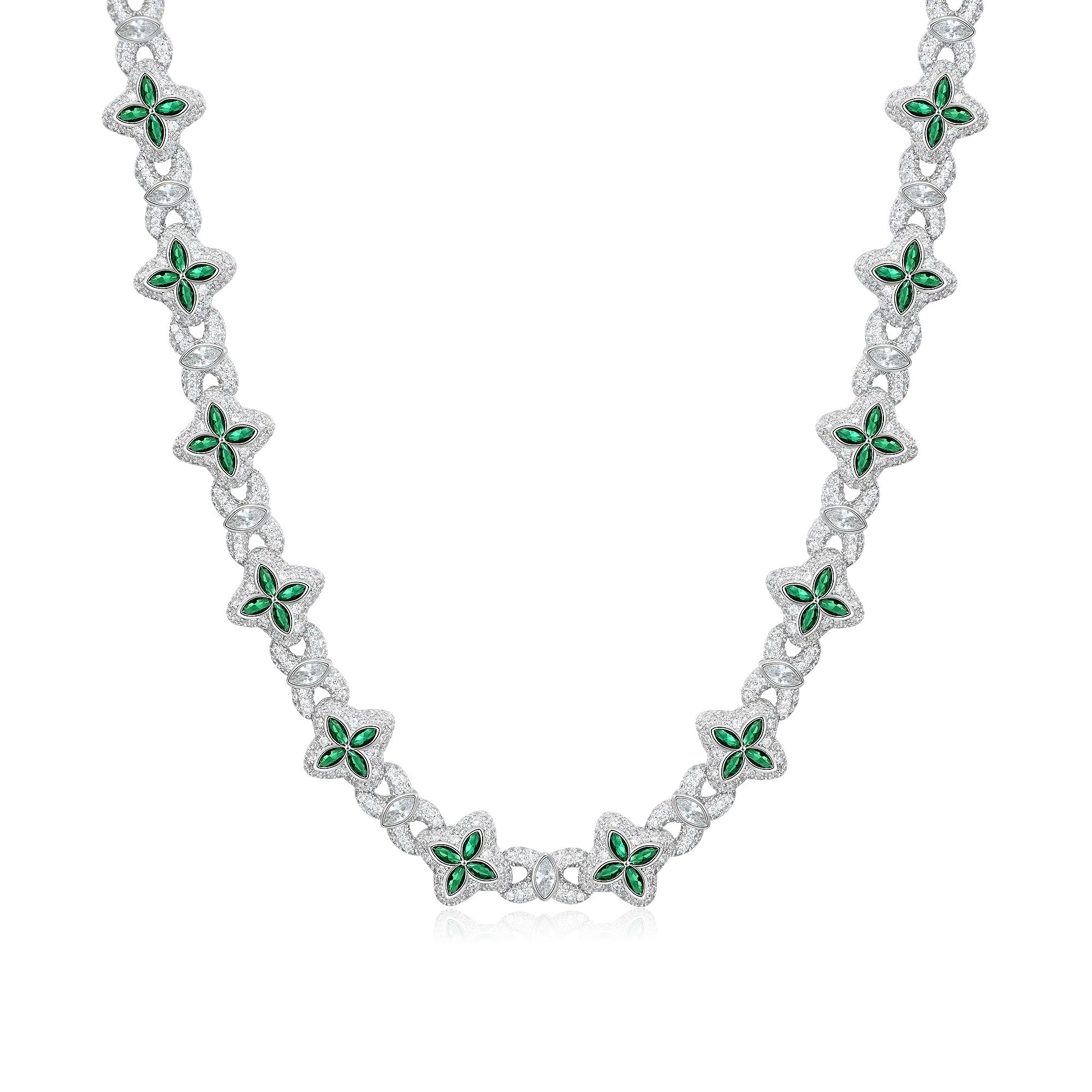 Collier de trèfle lumineux glacé - Diamond blanc