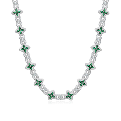 Collier de trèfle lumineux glacé - Diamond blanc