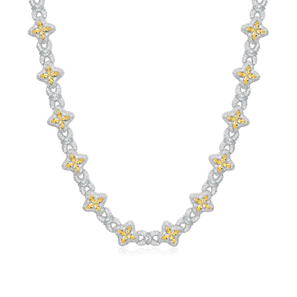 Collier de trèfle lumineux glacé - diamant jaune