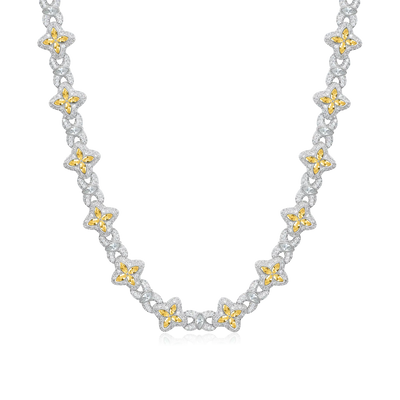 Collana con trifoglio luminoso Moissanite & Catena per portafoglio - diamante giallo