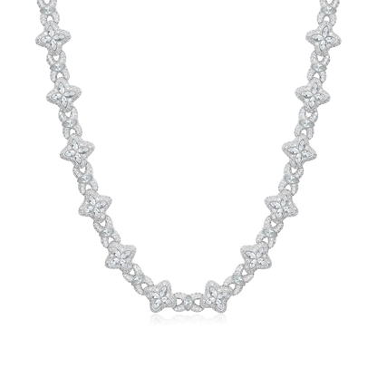 Collana a trifoglio luminoso ghiacciato e catena del portafoglio - diamante bianco