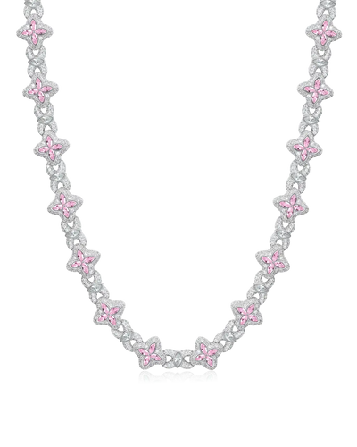 Iced Luminous Clover Necklace & Wallet Chain - Pink Diamond