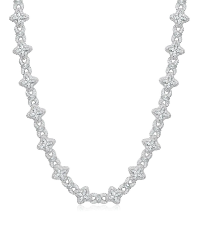 Collana con trifoglio luminoso ghiacciato & Catena per portafoglio - diamante bianco