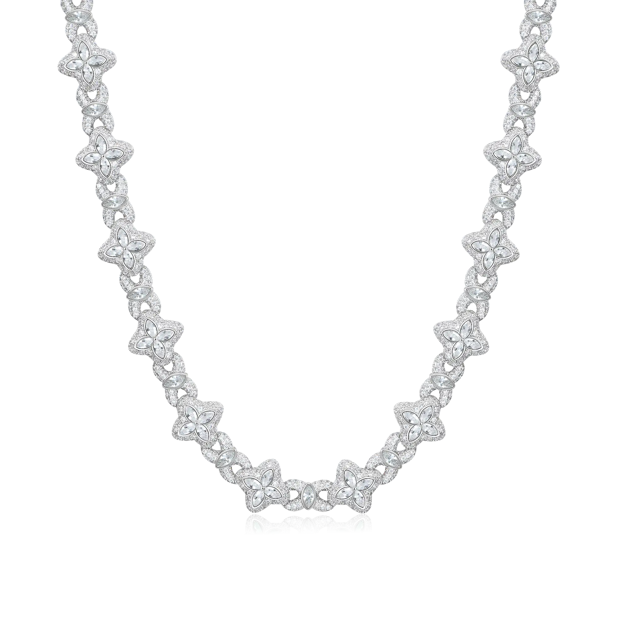 Collana a trifoglio luminoso ghiacciato e catena del portafoglio - diamante bianco