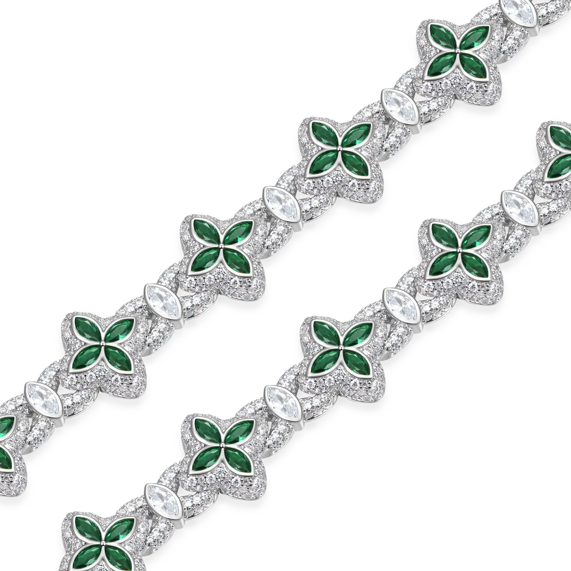 Moissanite Luminous Clover Necklace & Wallet Chain