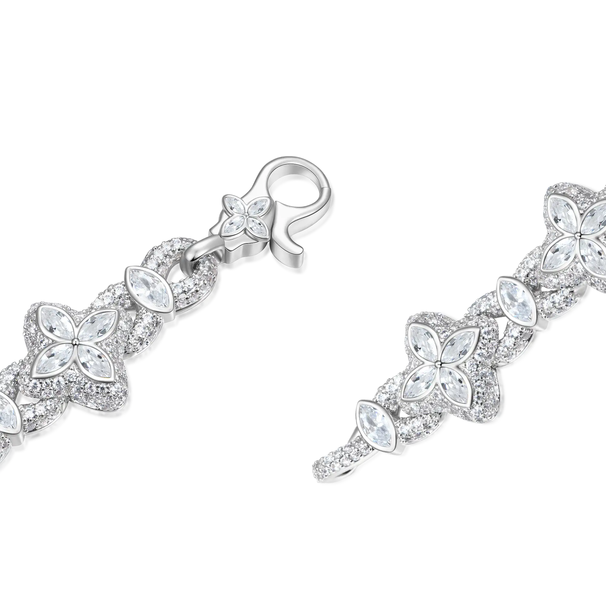 Collier de trèfle lumineux glacé - Diamond blanc