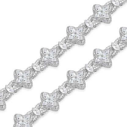 Collier de trèfle lumineux glacé - Diamond blanc