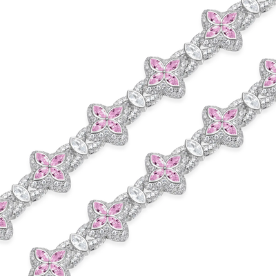 Moissanite Luminous Clover Necklace & Wallet Chain - Pink Diamond
