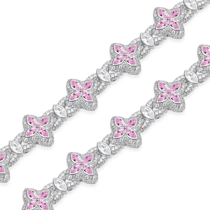 Collana e portafoglio a trifoglio luminoso ghiacciato - Diamond rosa