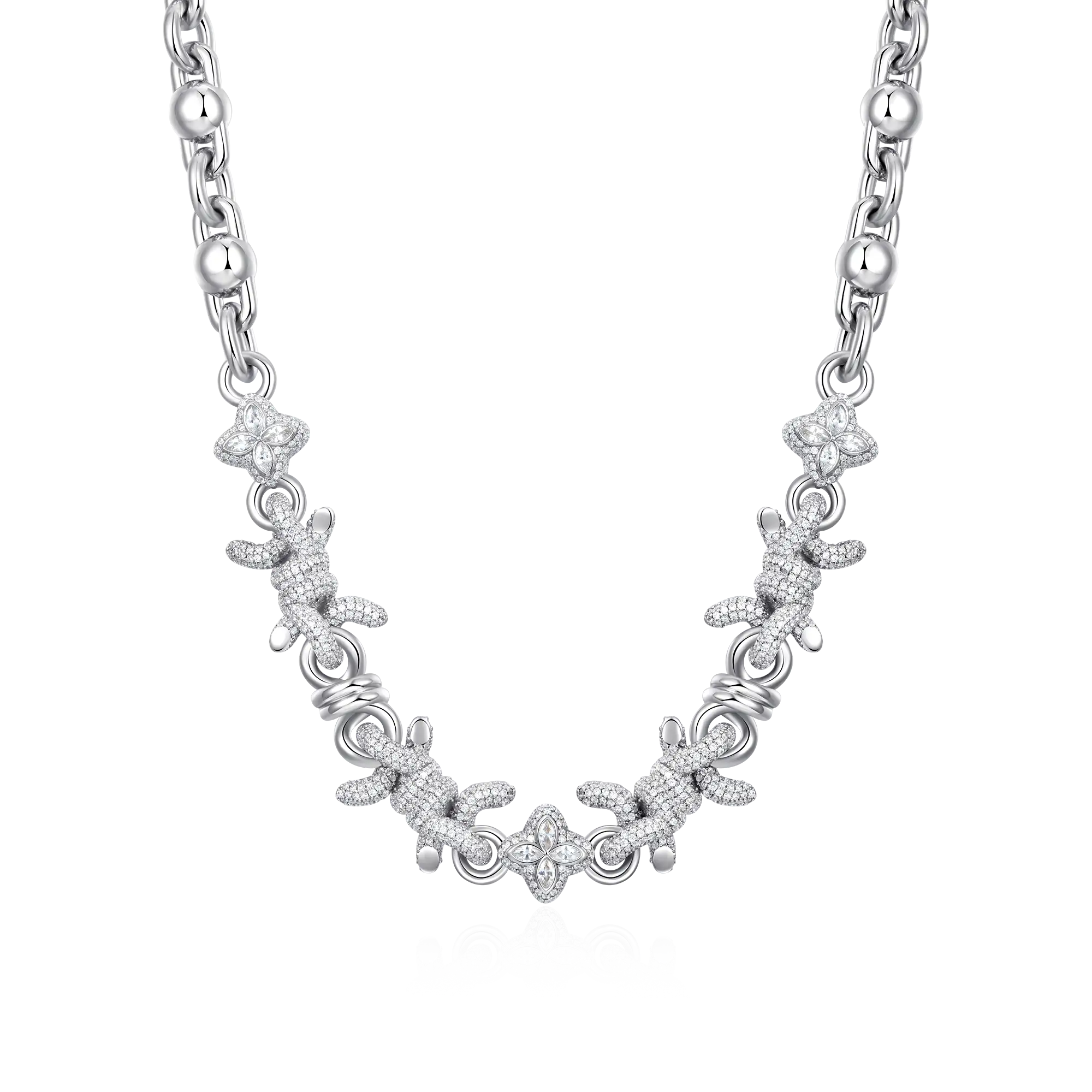 Cadena de trébol de púas moissanite y cadena de billetera