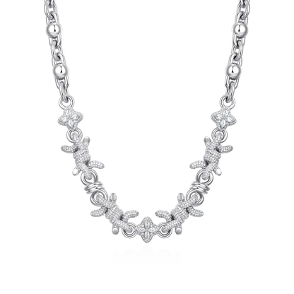 Cadena de trébol de púas moissanite y cadena de billetera