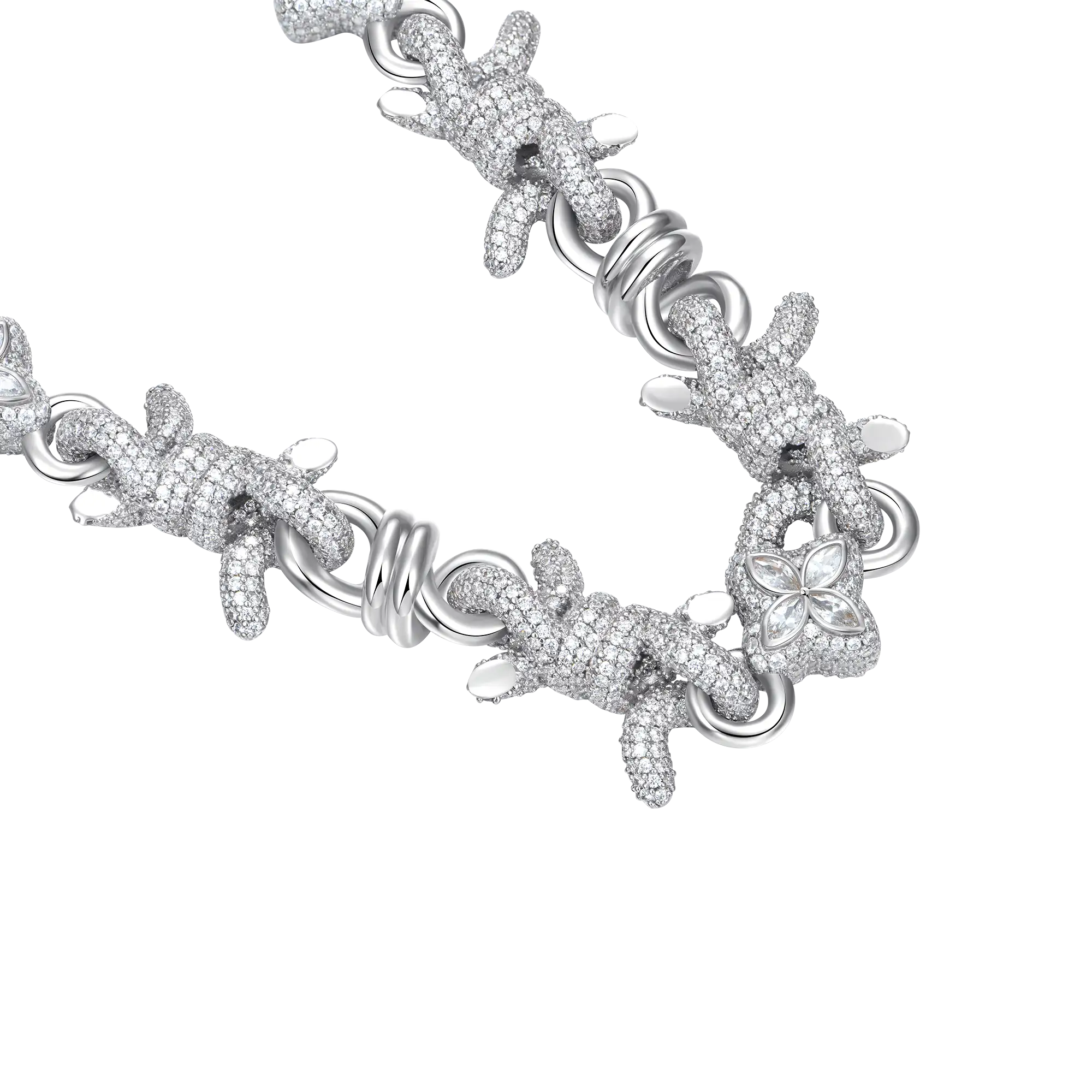 Cadena de trébol de púas moissanite y cadena de billetera