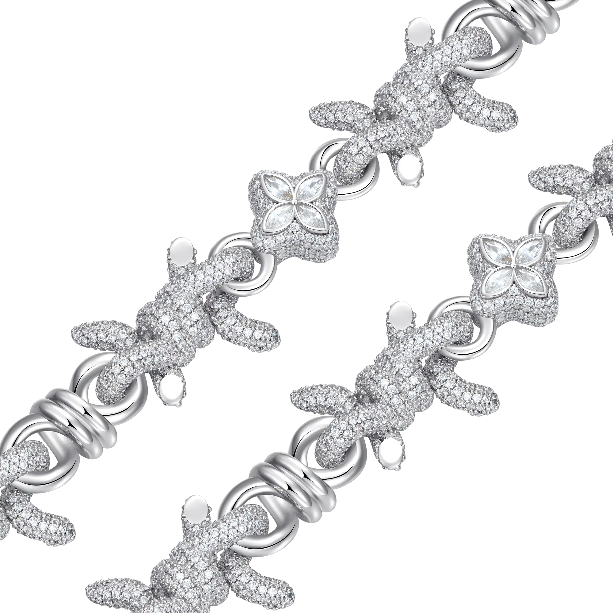 Cadena de trébol de púas moissanite y cadena de billetera