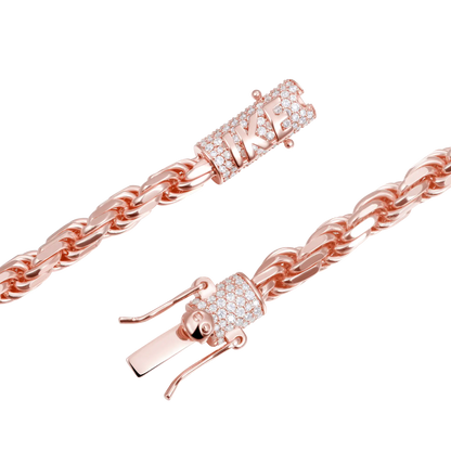 S925 Rope Chain With Moissanite Clasp - 6mm