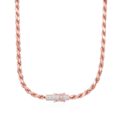 S925 Rope Chain With Moissanite Clasp - 6mm