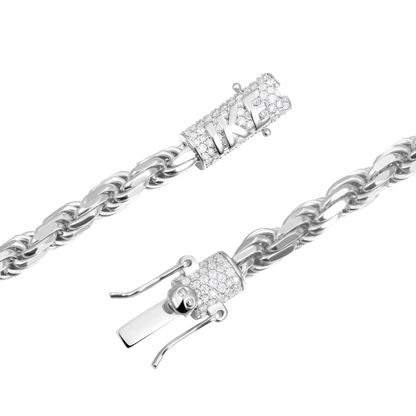 S925 Rope Chain With Moissanite Clasp - 6mm