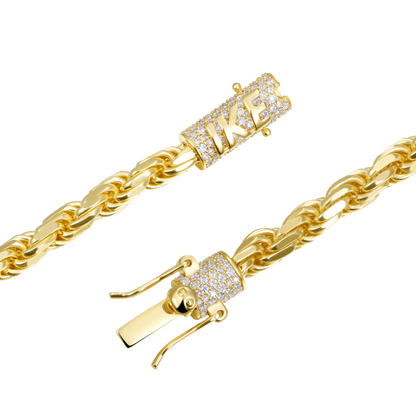 S925 Rope Chain With Moissanite Clasp - 6mm