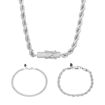 Seilkette und Armbänder Set