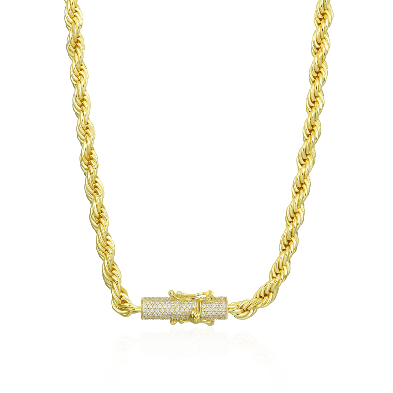 Rope Chain With Iced Clasp - 6mm - APORRO