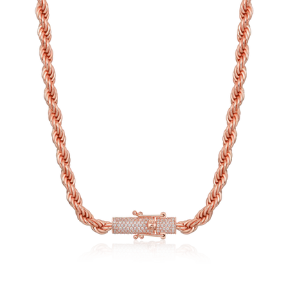Rope Chain With Iced Clasp - 6mm