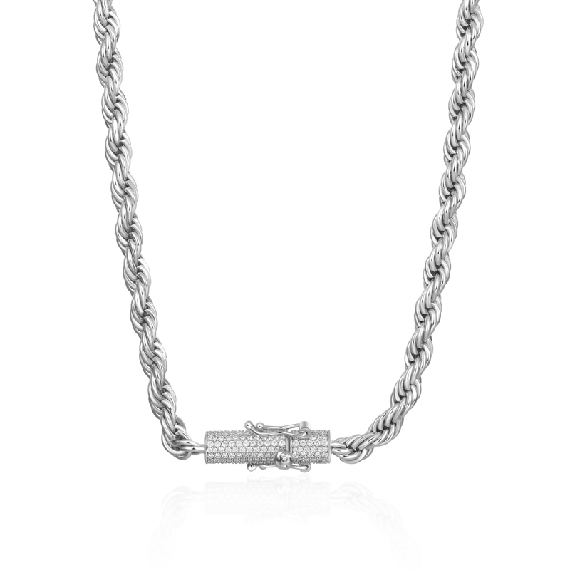 Rope Chain With Iced Clasp - 6mm - APORRO