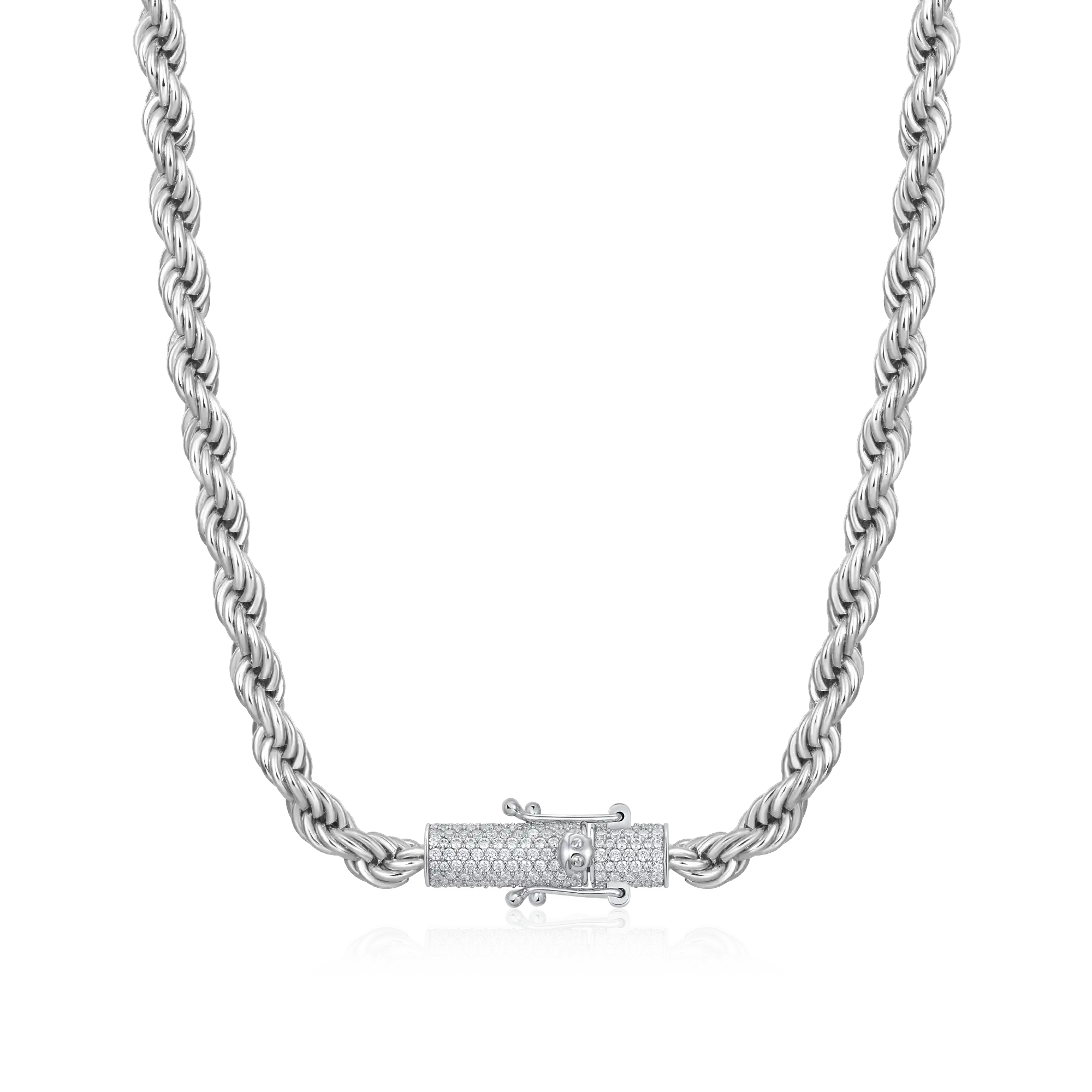 Rope Chain With Iced Clasp - 6mm